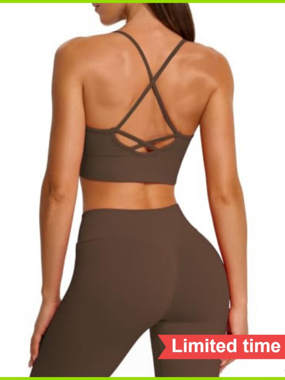 Padded Cross Back Tank & Leggings Workout Set, High Waisted Scrunch Gym Outfit